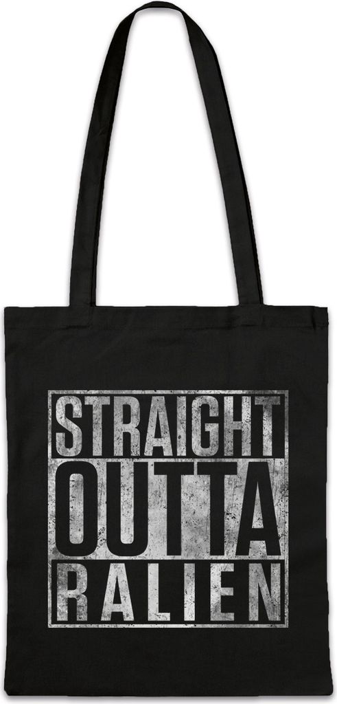 Urban Backwoods Straight Outta Ralien, Stofftasche, Farbe: Schwarz