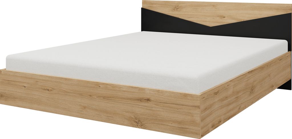 Albello Bett Astoni Schlafzimmerbett Bett für das Schlafzimmer großes Bett Eiche Schwarz 165x82x206