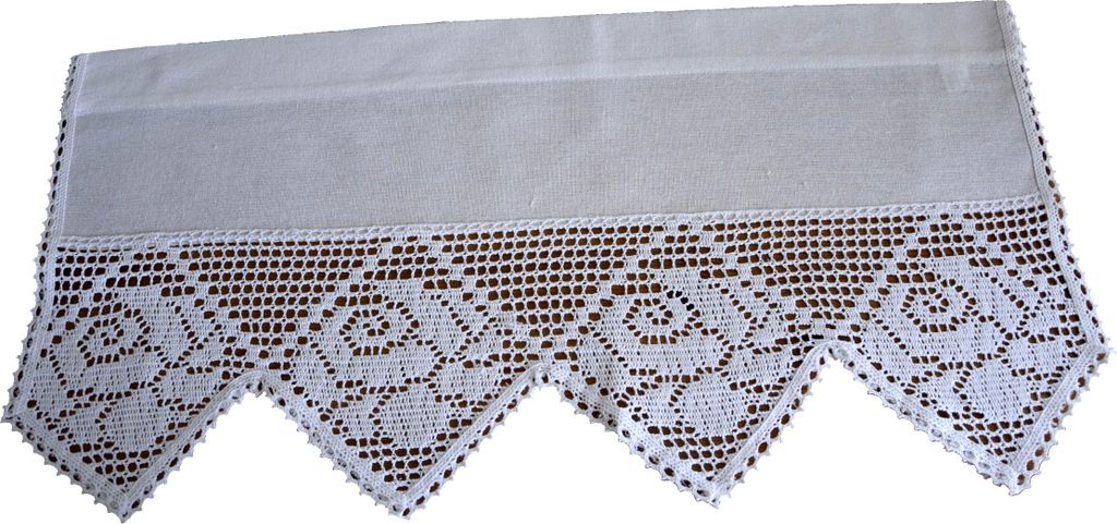 Weißer Vorhang mit Spitze, 30/100 weißer Stoff + Spitze