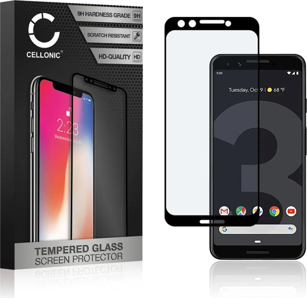 Screen Protector Google Pixel 3 CELLONIC - Vetro 9H Case Friendly per Smartphone