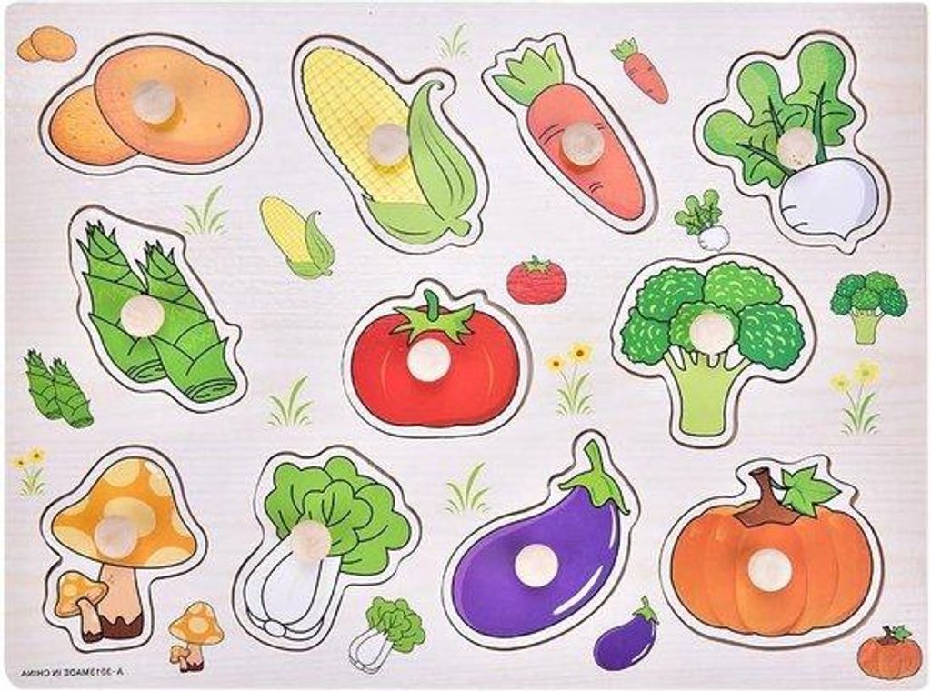 Holzpuzzle für Kinder, Obst und Gemüse, Lernspielzeug
