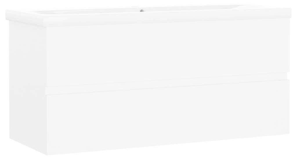 vidaXL Waschbeckenunterschrank mit Einbaubecken Weiß Holzwerkstoff