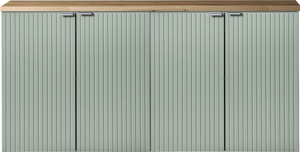 Doppel-Waschtischunterschrank 120cm, grün und Eiche, NEWPORT-56-GREEN