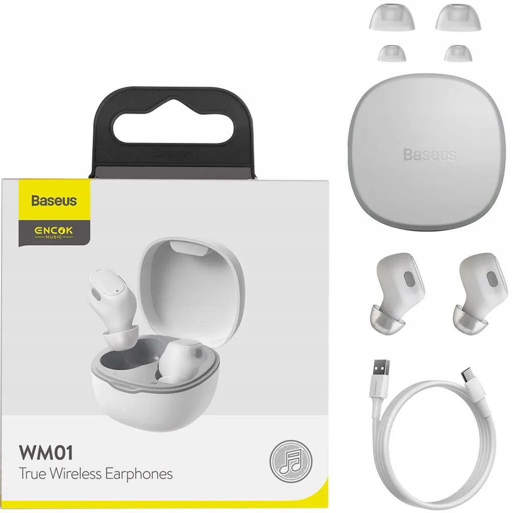 Écouteurs Bluetooth TWS Baseus NGTW240002 blancs pour musique et appels HD