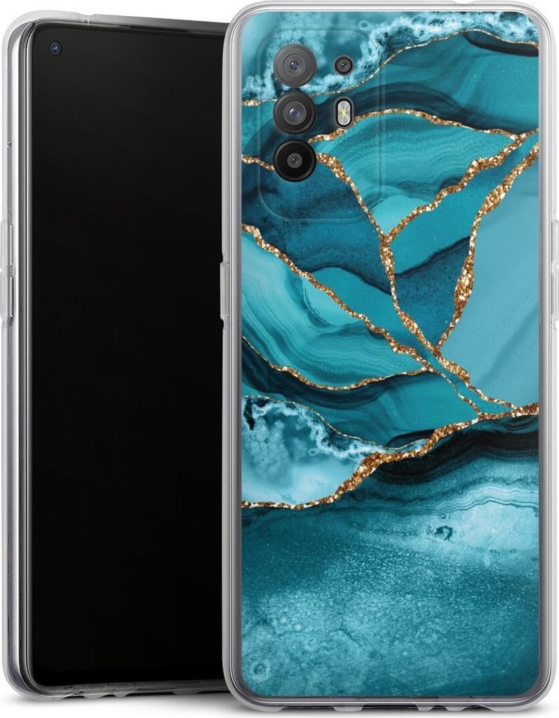 DeinDesign Handyhülle für Oppo A94 5G Silikon Hülle Case Smartphone Schutzhülle Edelstein Glitzer Look Marmor