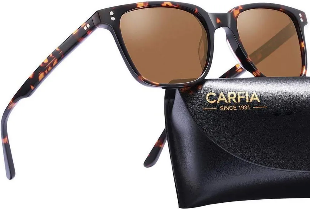 Carfia Occhiali da Sole Donna Polarizzati Nero UV400 Lenti HD Acetato