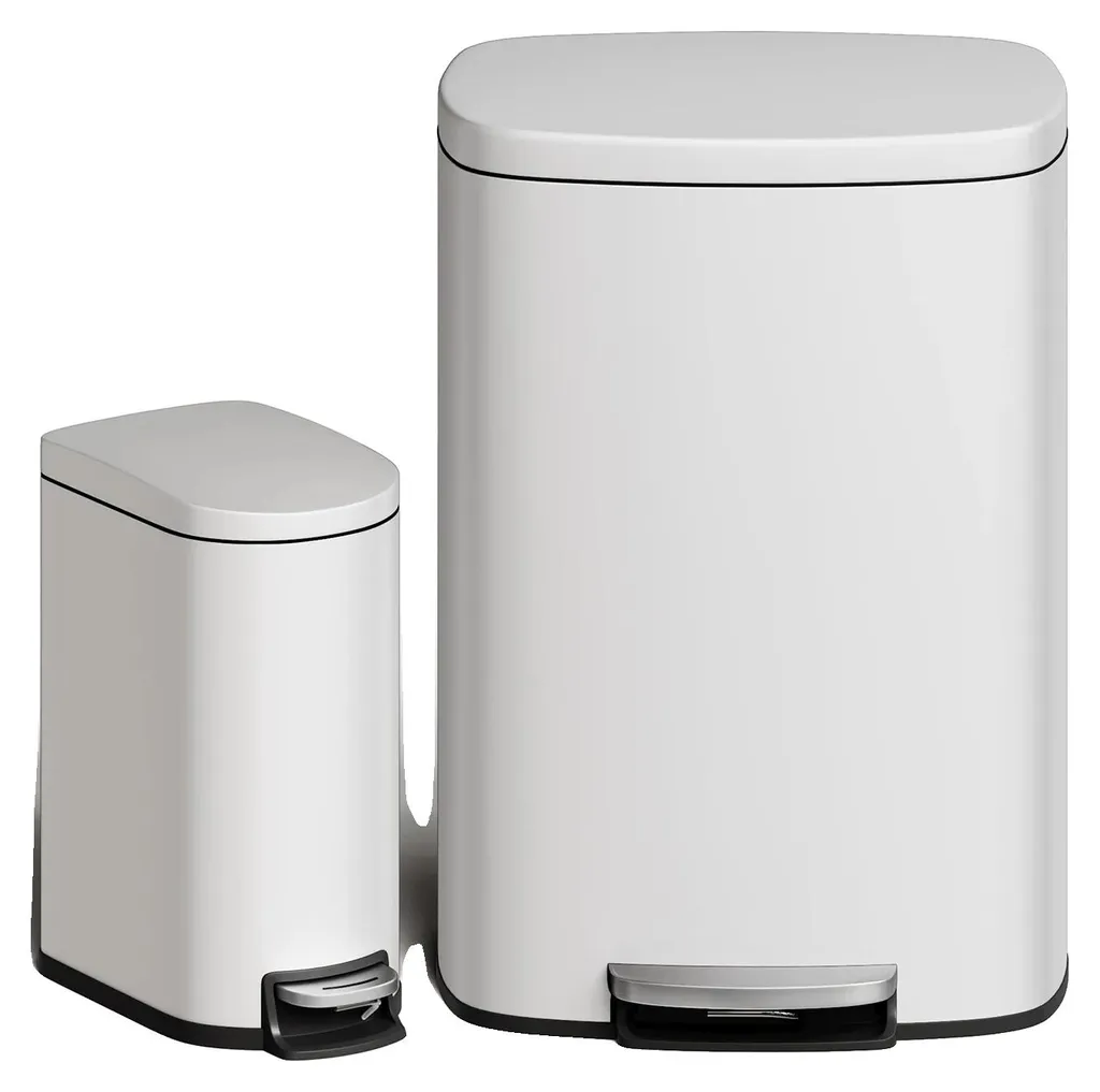 Poubelle double de tri sélectif blanche 50L et 10L avec bacs amovibles