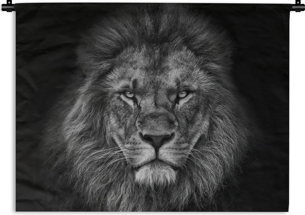 MuchoWow Wandteppich Wandbehang Löwe - Tiere - Schwarz - Weiß 60x45 cm Tapisserie Dekoration Wandtuch - Das Schlafzimmer