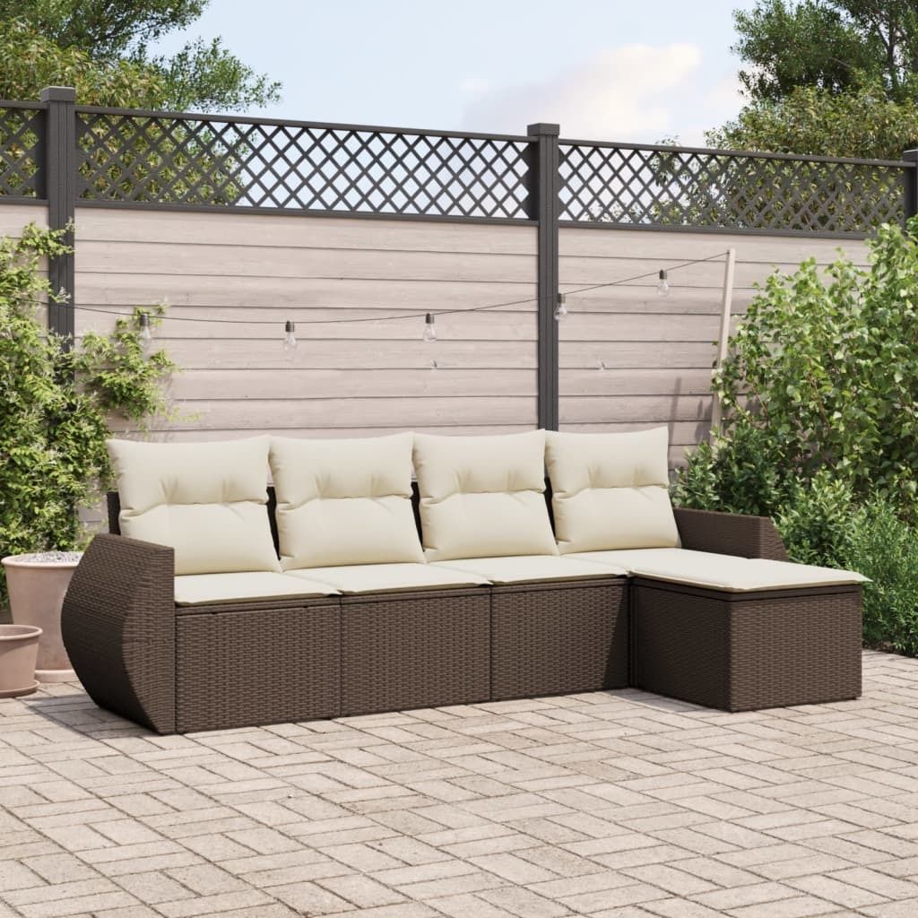 Maison Exclusive - 5-tlg. Garten-Sofagarnitur mit Kissen Braun Poly Rattan