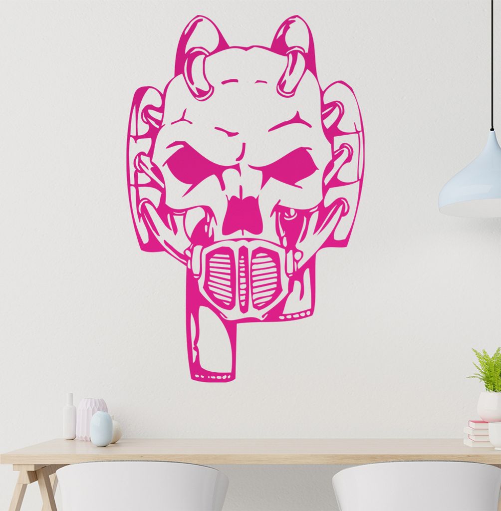 Cyber Schädel Wandtattoo in 6 Größen - Wandaufkleber Wall Sticker - Dekoration, Küche, Wohnzimmer, Schlafzimmer, Badezimmer