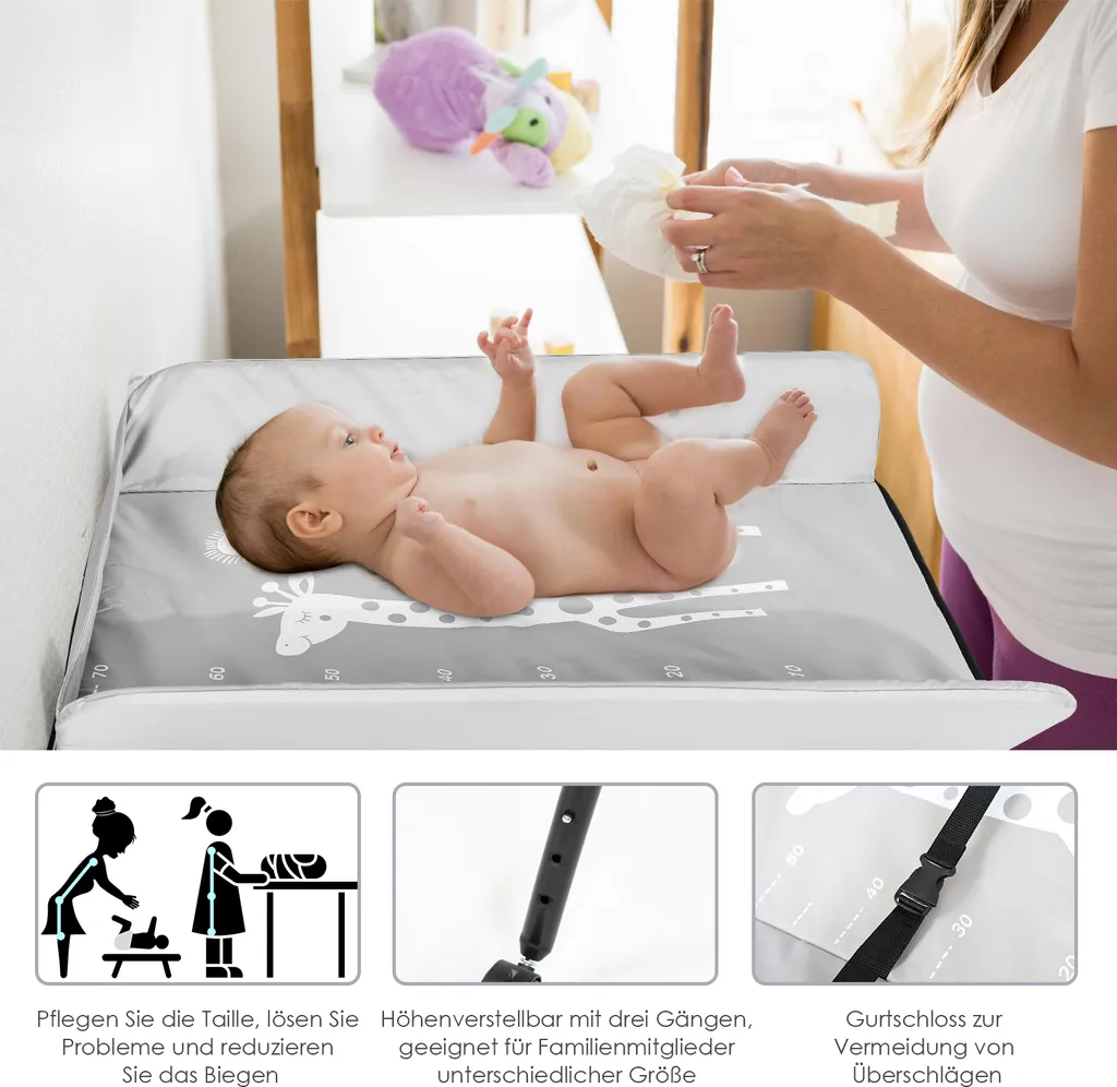 Table à Langer Pliable avec Baignoire Intégrée et Support Réglable - 7