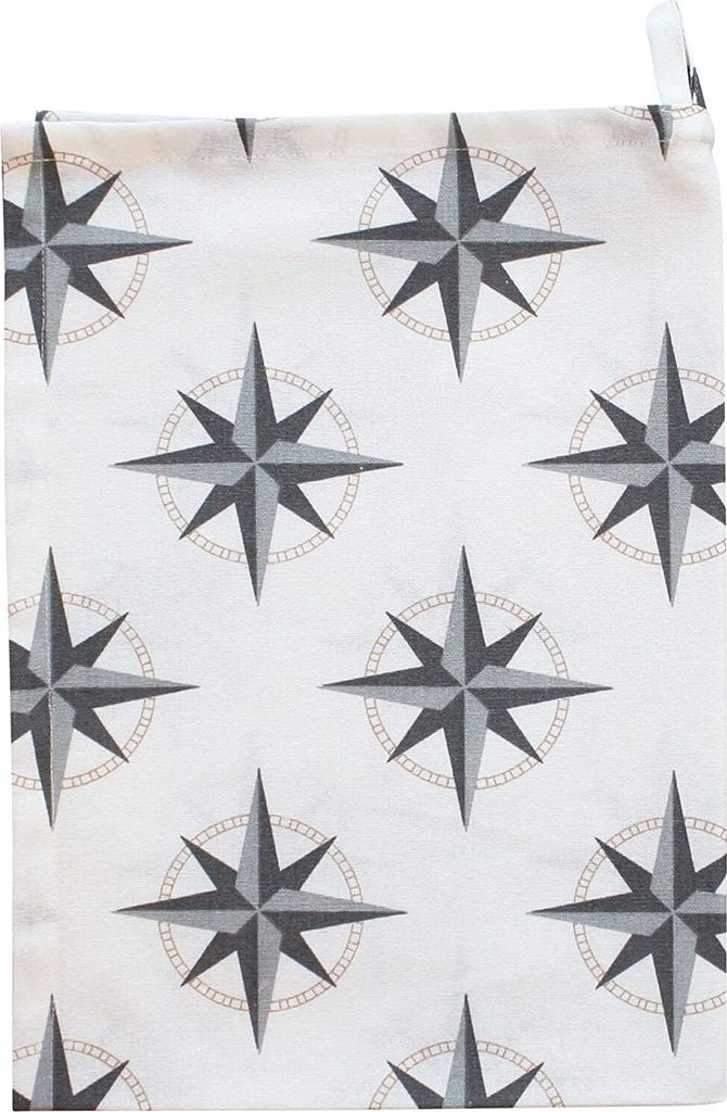 Krasilnikoff Geschirrtuch KW514 Compass, Kompass, weiß, grau 50x70cm