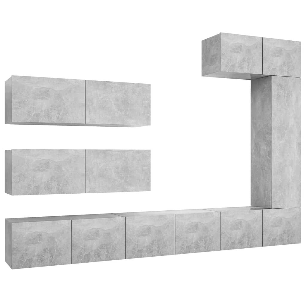 vidaXL 7-tlg. TV-Schrank-Set Betongrau Holzwerkstoff