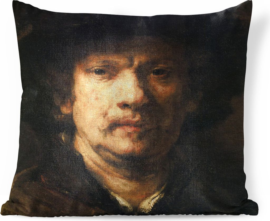 MuchoWow Zierkissen Sofakissen Wohnzimmer Dekokissen 50x50 cm Selbstbildnis - Gemälde von Rembrandt van Rijn - Komfort - Sofakissen