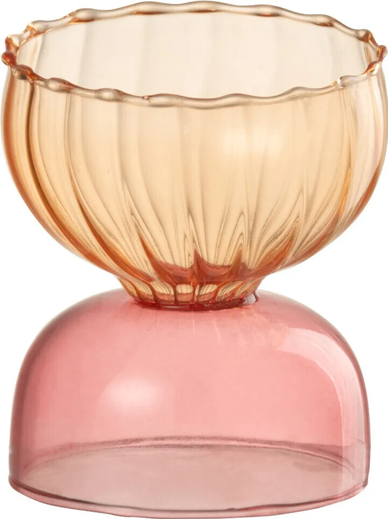 Bougeoir Décoratif en Verre Orange - Porte-bougie Moderne J-Line