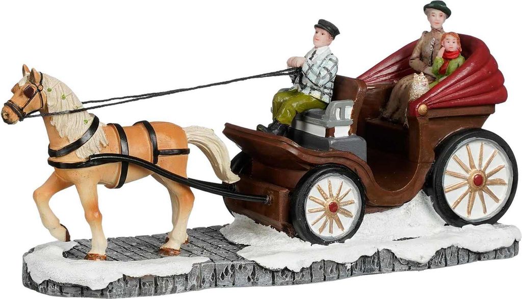 Luville Weihnachtsdorf Paardenkoets - 19x7x9 cm - Polyresin - Mehrfach