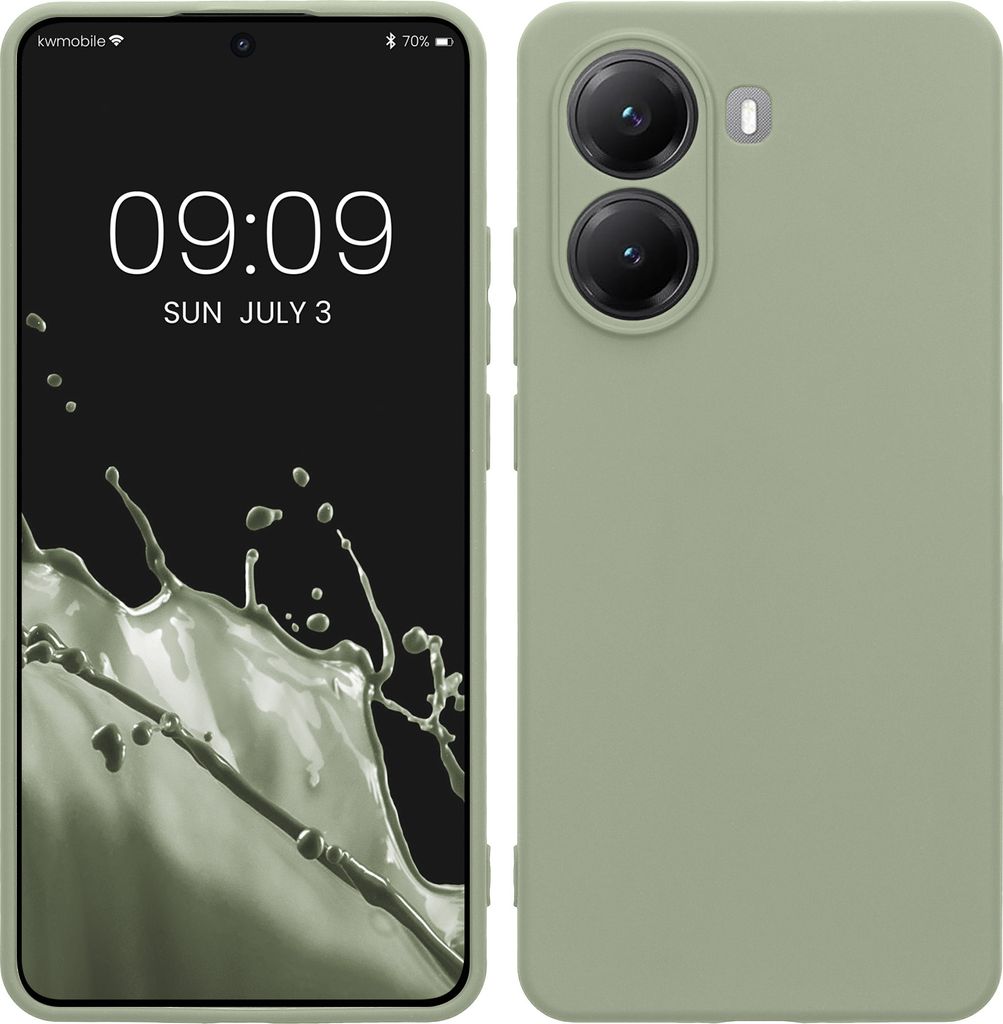 kwmobile Handyhülle kompatibel mit Xiaomi Poco X7 Pro 5G Hülle - Handy Case aus weichem Silikon in Graugrün
