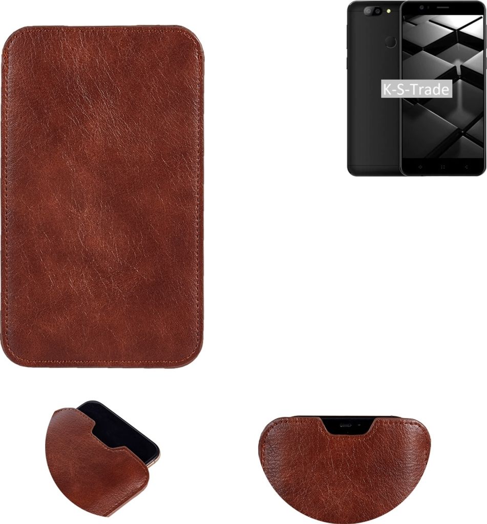 K-S-Trade Schutzhülle Handyhülle kompatibel mit Elephone P8 Mini Handytasche Kunstleder Sleeve in braun