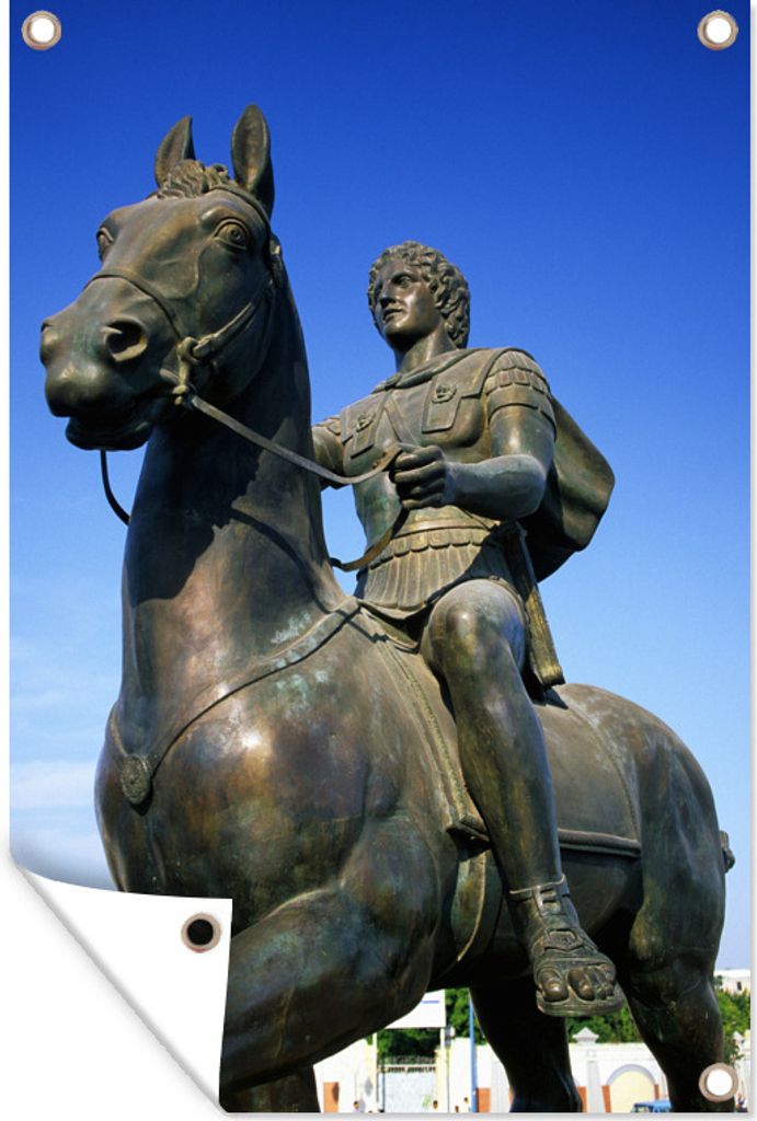 MuchoWow 60x90 cm Outdoor-Poster Gartendeko Sichtschutz Garten Poster für den Garten Eine Bronzestatue von Alexander dem Großen