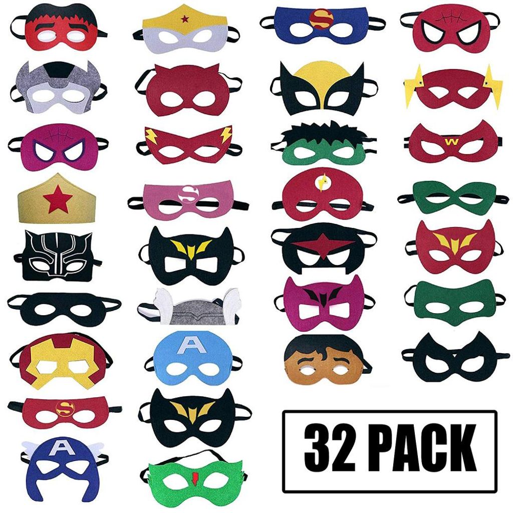 Superhelden Masken Set 32 Stš¹ck, Filz Gummiband, Produktbild 