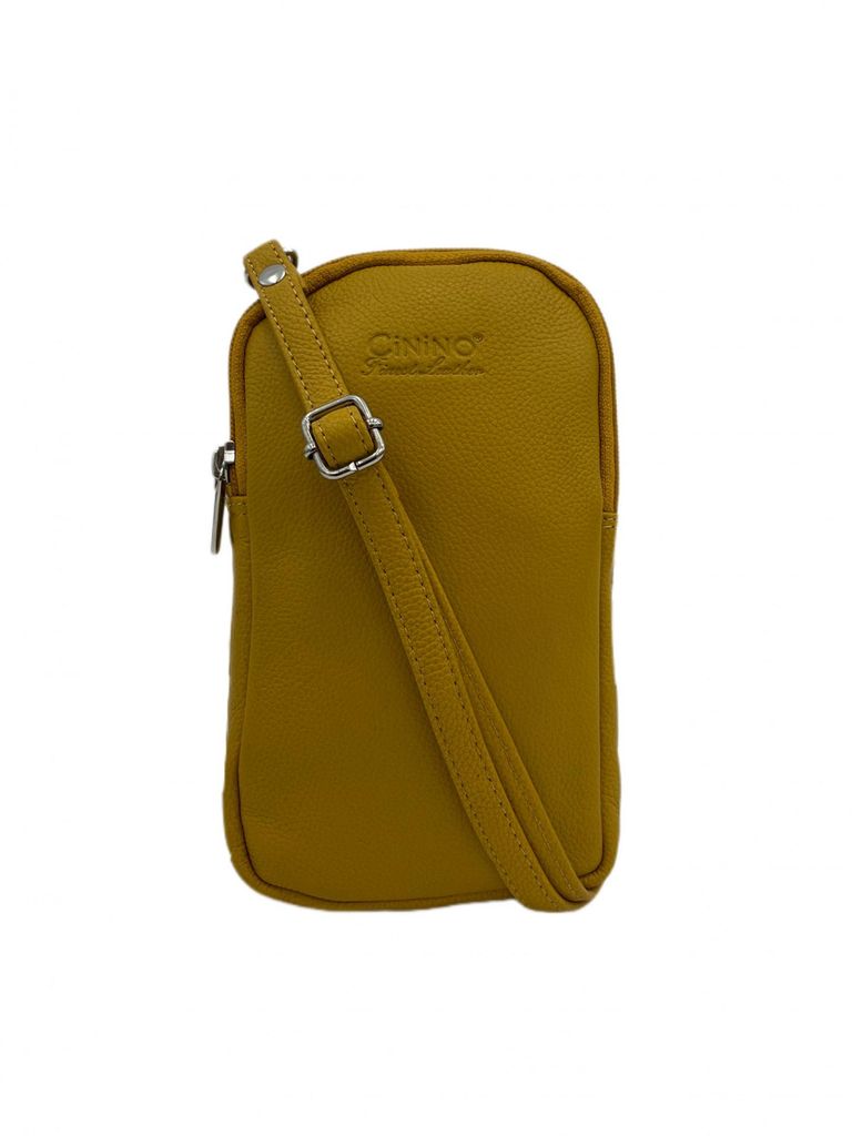 C7013 Cinino Handytasche Umhängetasche mit abnehmbaren Lederriemen Curry