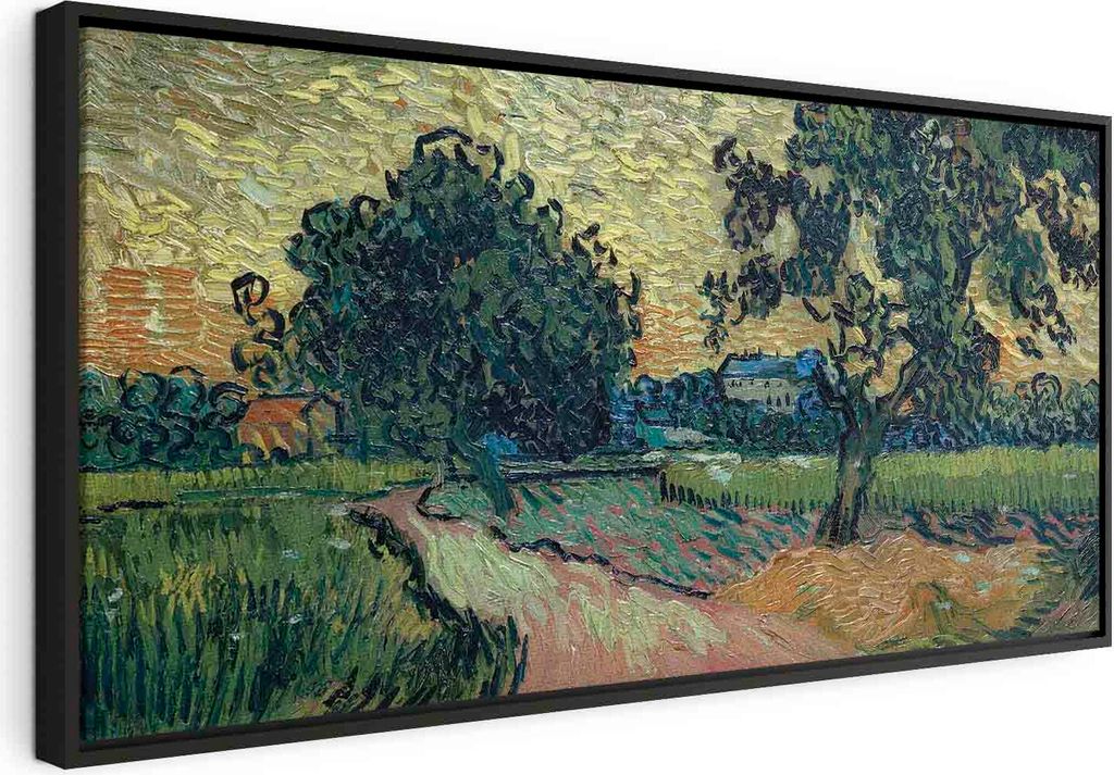 Italienischer Leinwand Leinwandbild - Landscape with the Chateau of Auvers at Sunset (Vincent Van Gogh) 120x60 cm Reproduktionen l-F-15068-b-a