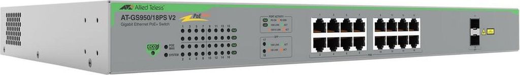 Allied Telesis AT-GS950/18PS-V2-50 Switch 16 Ports Gigabit PoE non gestito rack