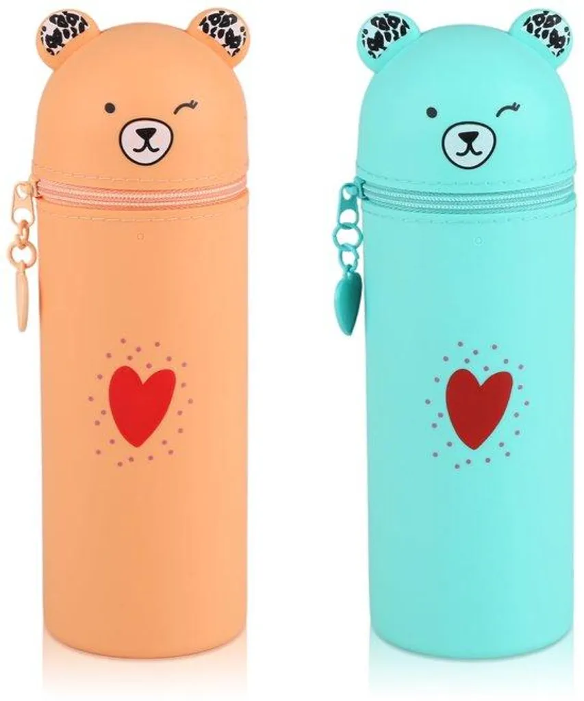 Trousse scolaire silicone motif bière, coque de rangement 19,5 x 6,3 cm