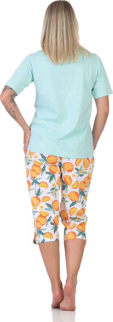 Normann Damen kurzarm Schlafanzug Pyjama in frischer Optik mit Caprihose ; helltürkis , 44
