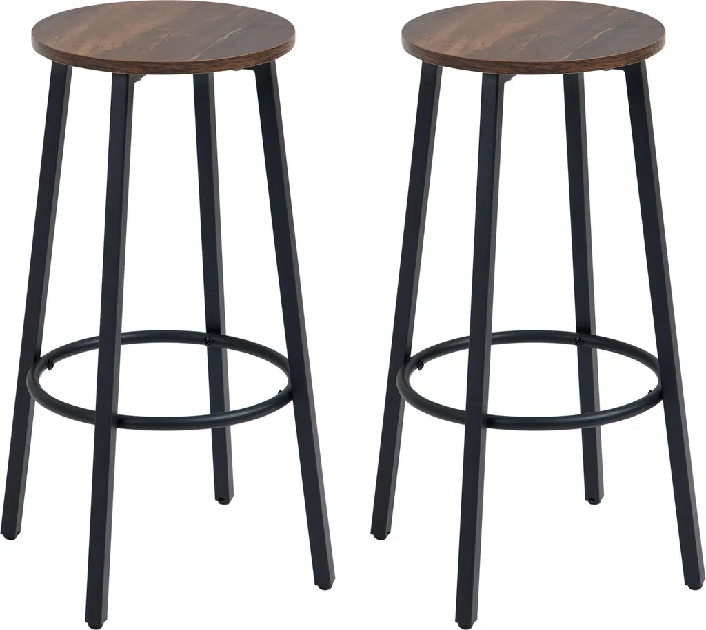 Lot de 2 Tabourets pour Îlot de Cuisine 65cm Style Industriel et Loft