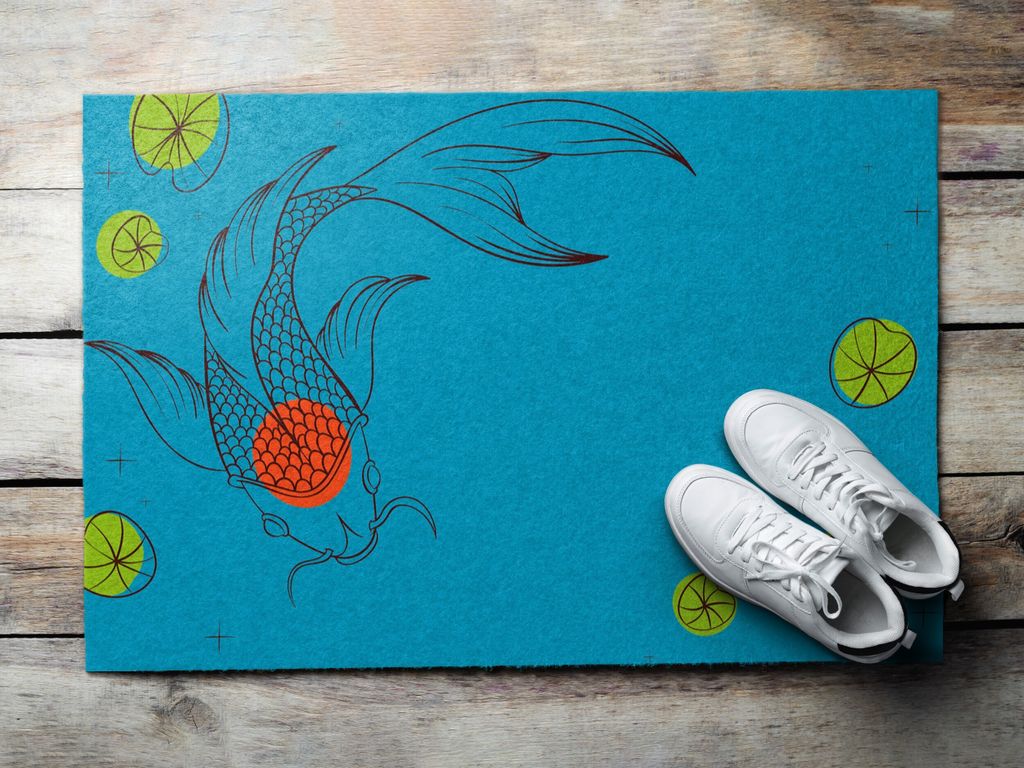 Fußmatte Aussen - Schuhmatte Haustür- Schmutzfangmatte Türvorleger - Outdoor Teppich Schmutzfänger - 90x60 cm - Beruhigt Karpfen