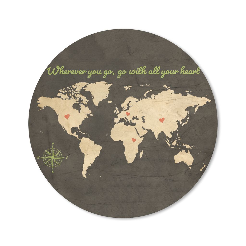MuchoWow Mauspad Mousepad Weltkarte - Liebe - Vintage 20x20 cm - Mousepads - Maus Mat - Pad - Mausunterlage - Schreibtischmatte