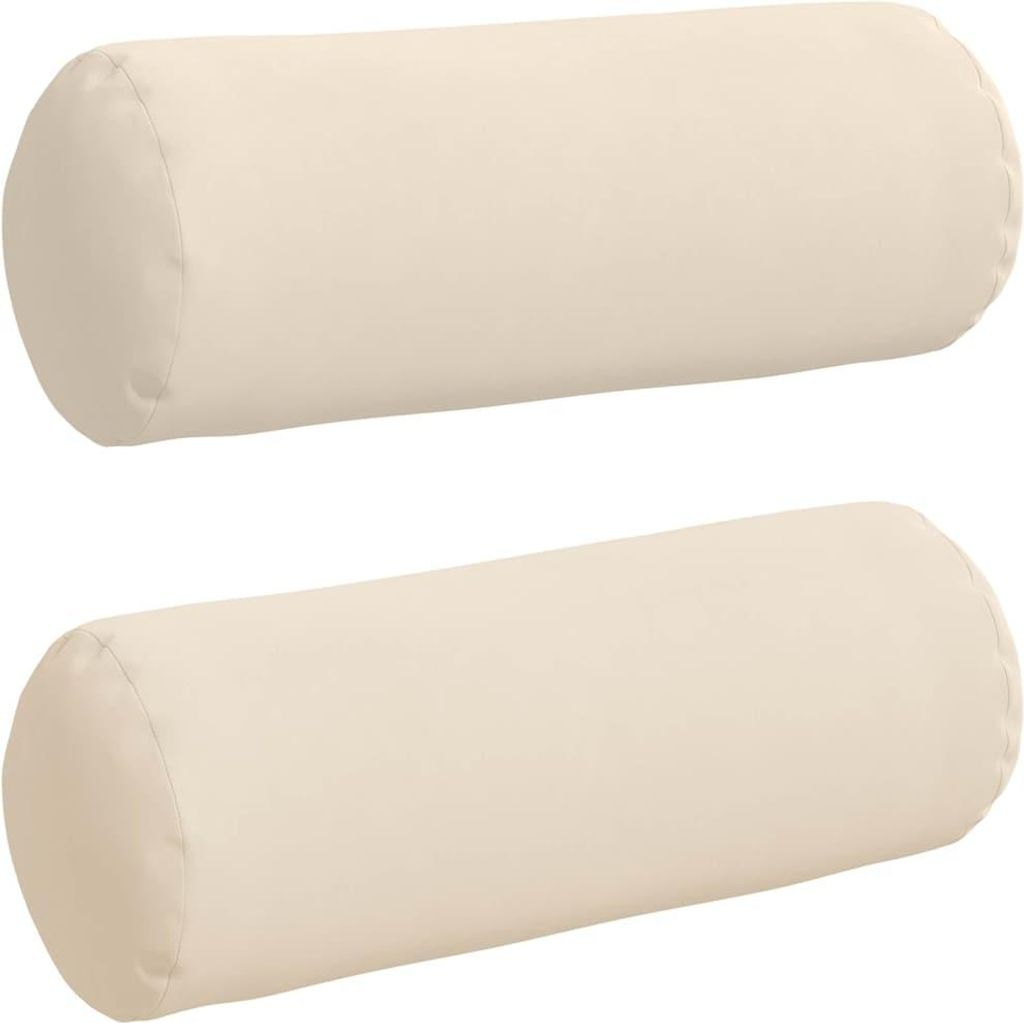 vidaXL Bolsterkissen 2 Stück Beige Ø 25 x 70 cm Mikrofaserstoff