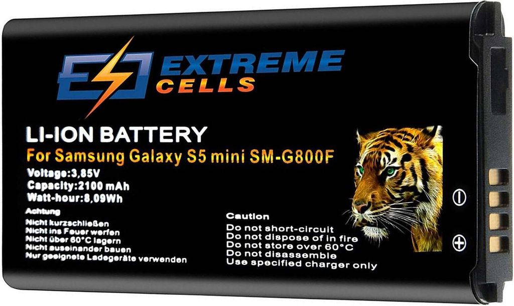 Extremecells Akku passend für Samsung Galaxy S5 mini SM-G800F wie EB-BG800 Batterie