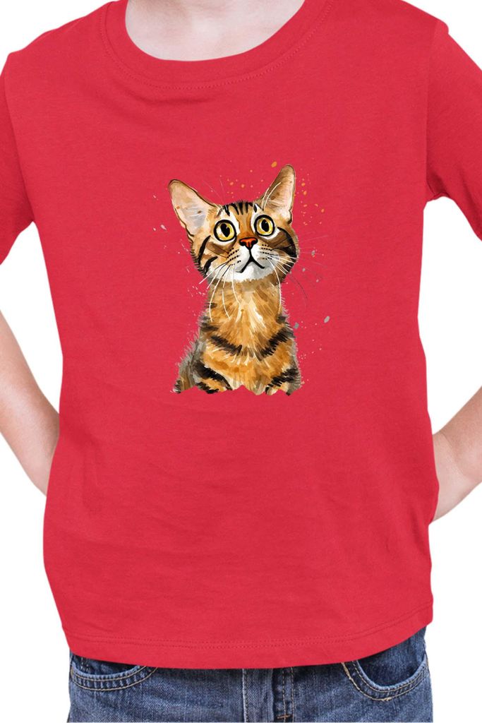 Kinder T-Shirt Funny Cats Breeds Bengal Cat, 12-13 Jahr - 152 / Rot