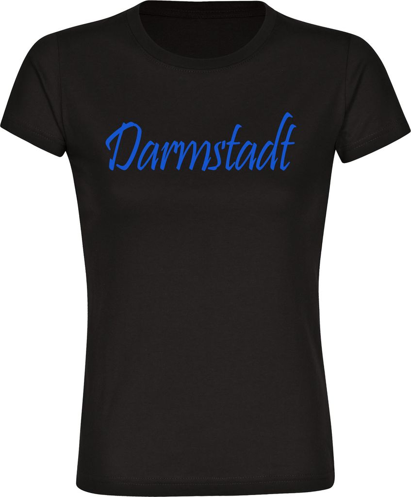 multifanshop Damen T-Shirt - Darmstadt - Schriftzug, schwarz, Größe XL