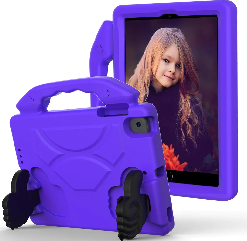 Custodia per bambini per iPad 9.7 2018/2017, iPad Pro 9.7 2016, iPad Air 2 2014/iPad Air 2013 9.7", custodia leggera in schiuma EVA con maniglia e supporto Viola - 1