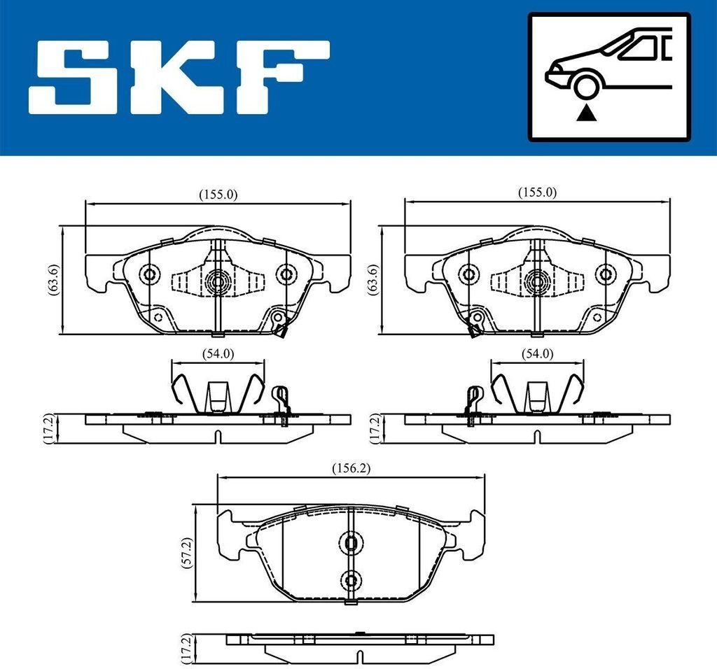 SKF Bremsbeläge Satz Vorne Bremsklötze für HONDA CIVIC IX (FK) VKBP 80320 A