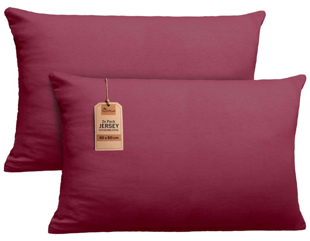 set di 2 copricuscini 100% cotone 40x60 cm rosso bordeaux Immagine del prodotto 