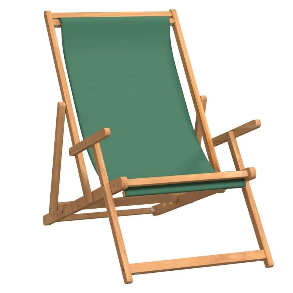 vidaXL Sedia da spiaggia pieghevole in legno massiccio verde teak