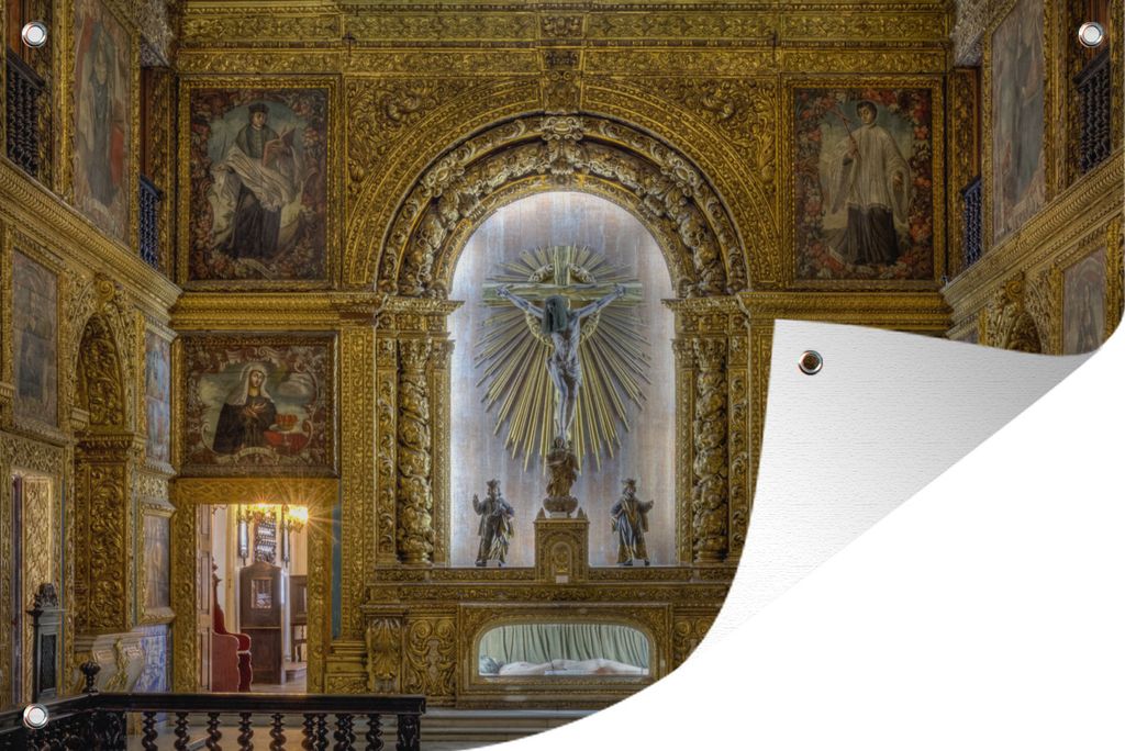 MuchoWow 60x40 cm Outdoor-Poster Gartendeko Sichtschutz Garten Poster für den Garten Goldene Kapelle in Recife, Brasilien