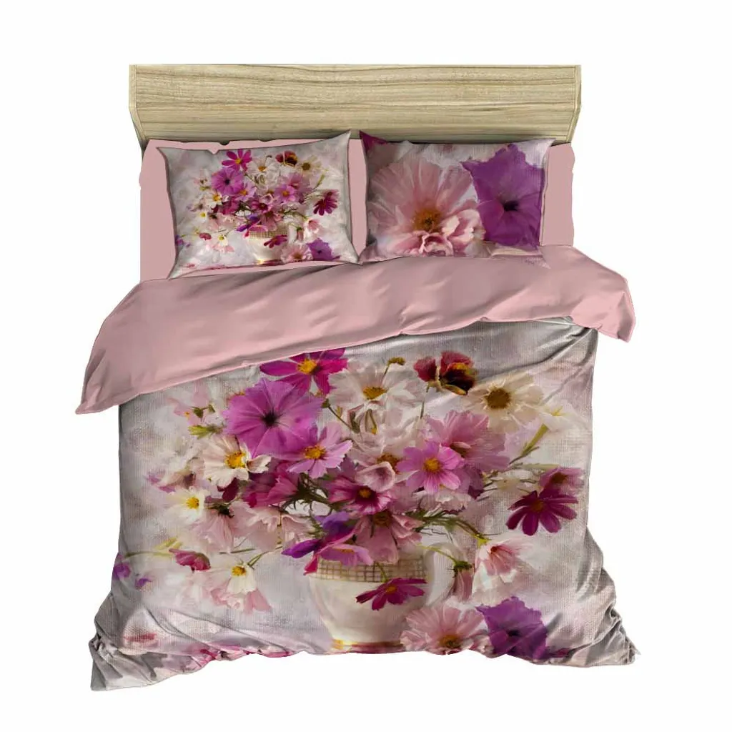 Linge de Lit Rose Adal Anti-Plis en Microsatin : Parure Couette Entretien Facile