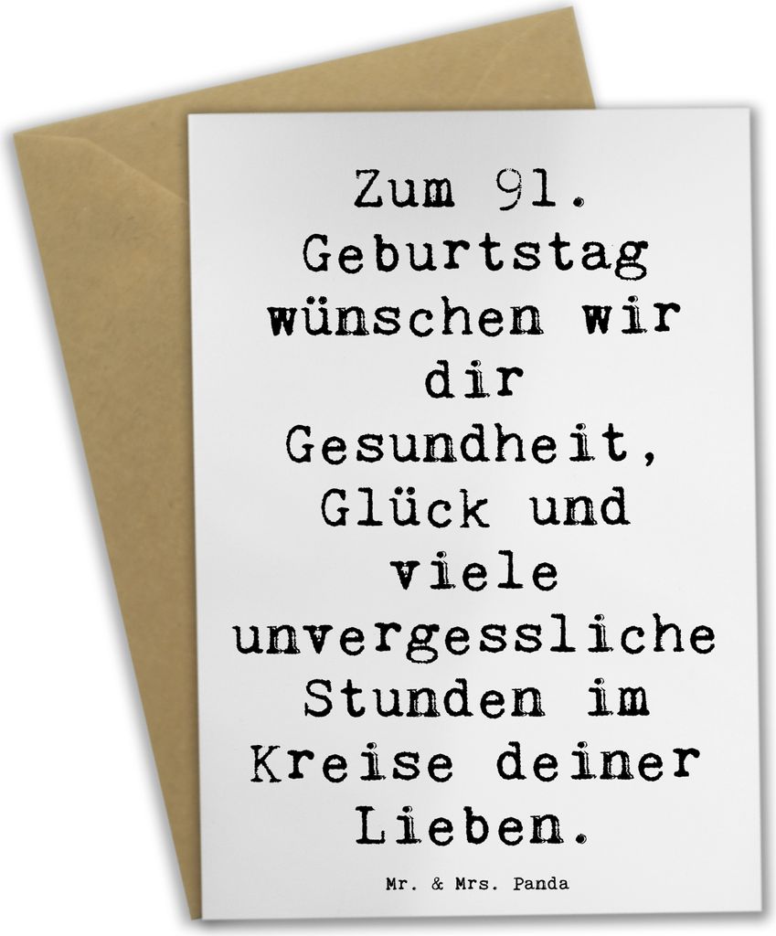Mr. & Mrs. Panda babykarte Spruch 91. Geburtstag Wünsche - Produktbild 