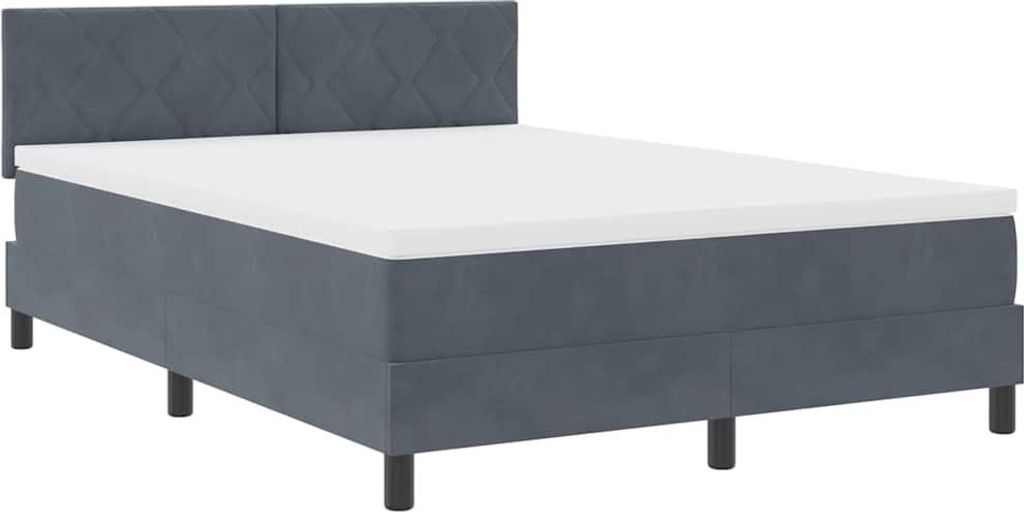 vidaXL LED Boxspringbett mit Matratze Dunkelgrau 140 x 190 cm Samt