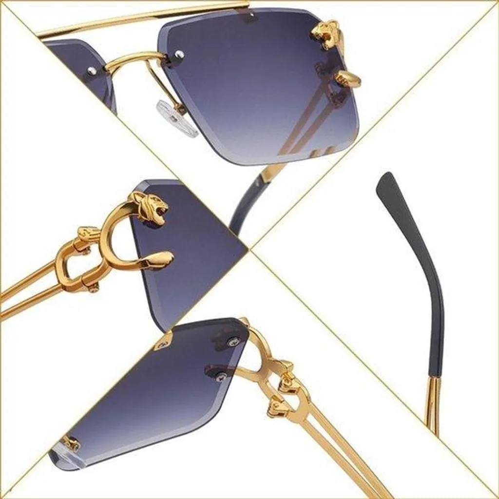 Lunettes de soleil sans monture steampunk verres vintage haute qualité