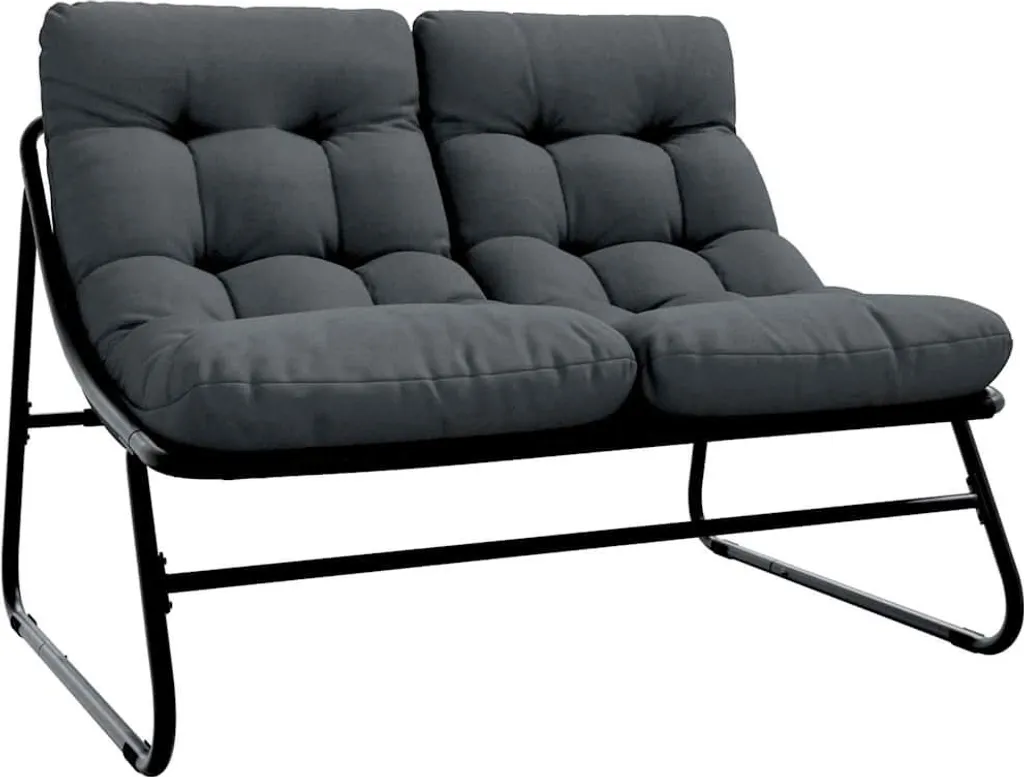 Salon de jardin 110x80x71 cm meuble métal noir idéal balcon et patio