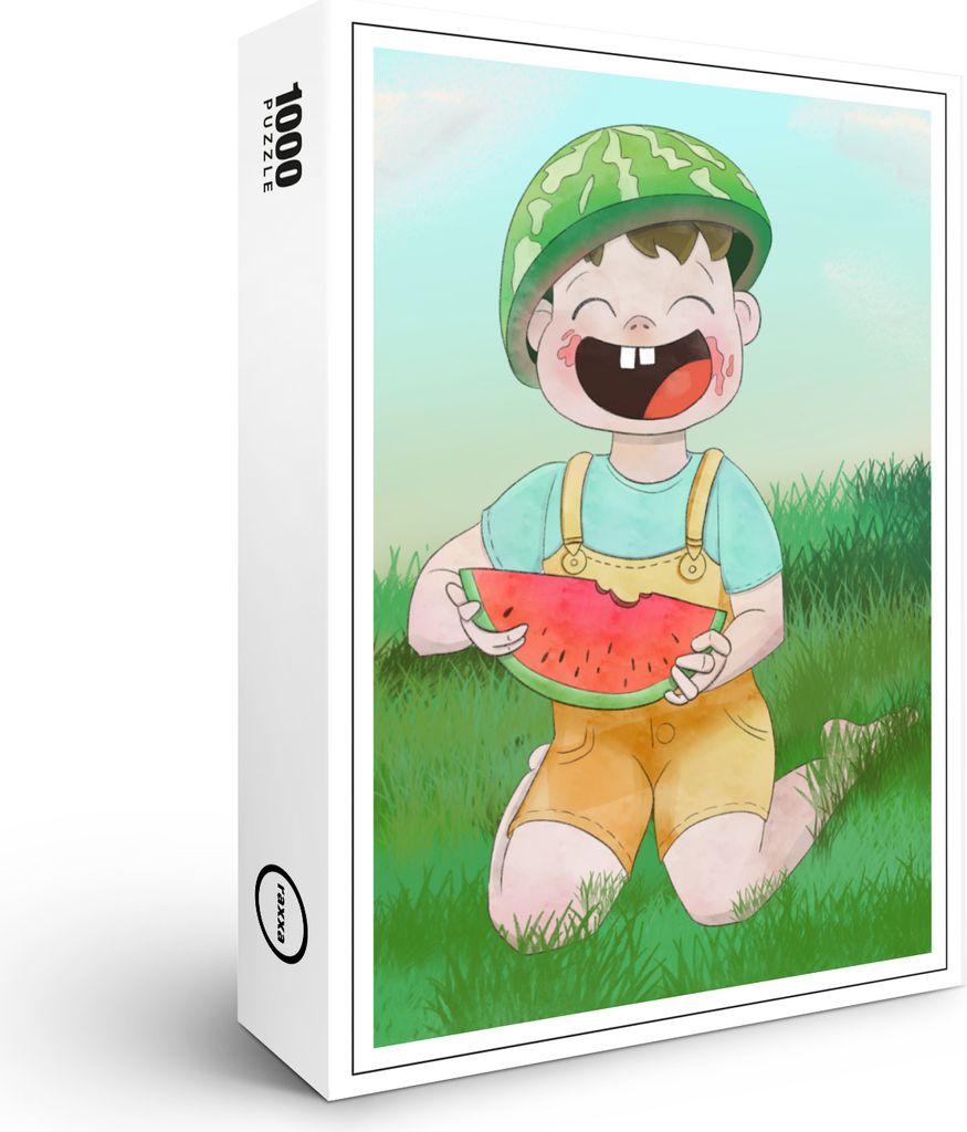 raxxa Premium-Puzzle "Glückliches Kind mit Wassermelone", 1000 Teile