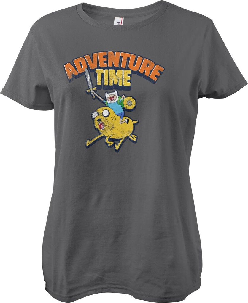 Adventure Time Washed Girly Tee - Large - DarkGrey