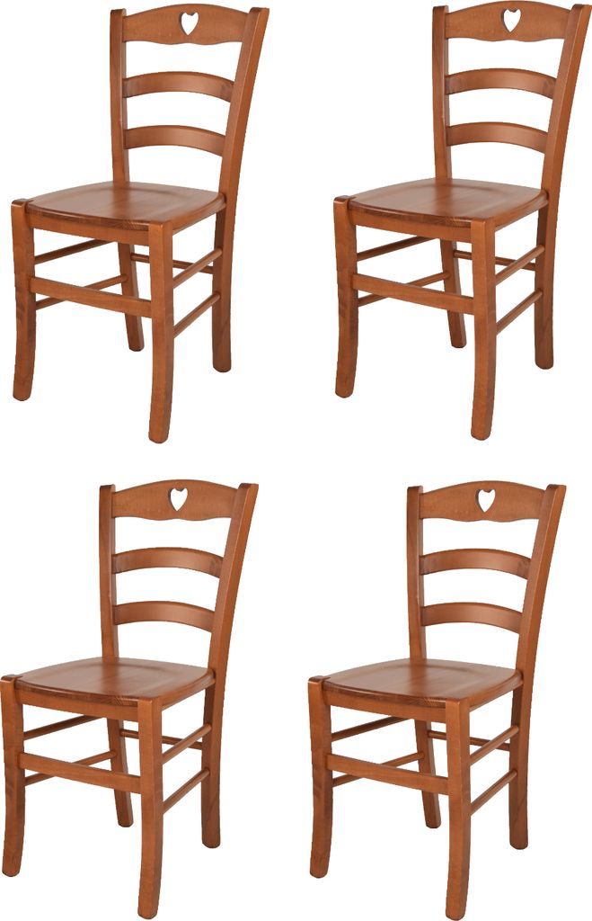 t m c s Tommychairs - 4er Set Stühle CUORE für Küche und Esszimmer, robuste Struktur aus Buchenholz in der Farbe Kirschholz lackiert und Sitzfl...