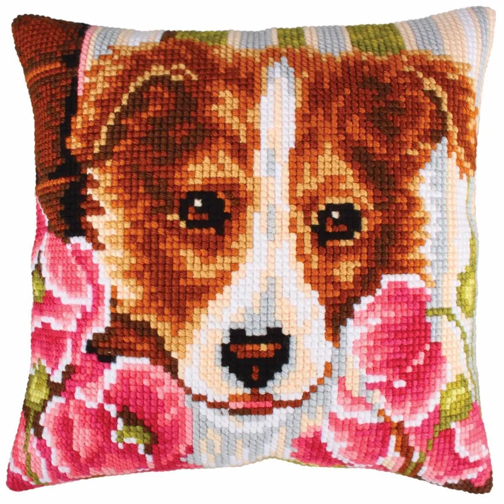 Décoration DIY : Kit broderie coussin au point de croix Chien 5213 CdA